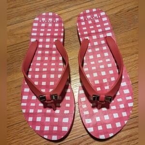 Coach Pink Checkered Flip Flops
